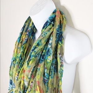 Green and blue floral scarf